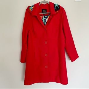 Isaac Mizrahi Live Red Coat Hooded Lined - 14